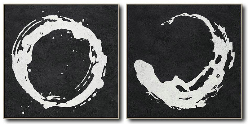 Original Painting Hand Made Large Abstract Art,Set Of 2 Minimal Painting On Canvas - Hand-Painted Contemporary Art